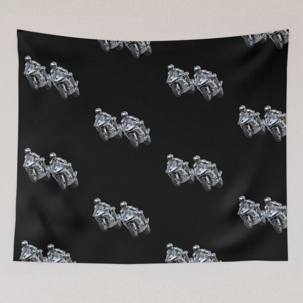 Item preview, Two motorbike riders turning in a race curve_15_Metallic paint_side view designed and sold by Aariq.