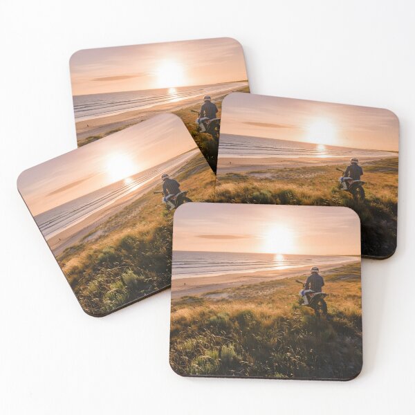 Item preview, Lone Rider on Dirt Bike Overlooking a Tropical Beach Sunset designed and sold by homydesign.