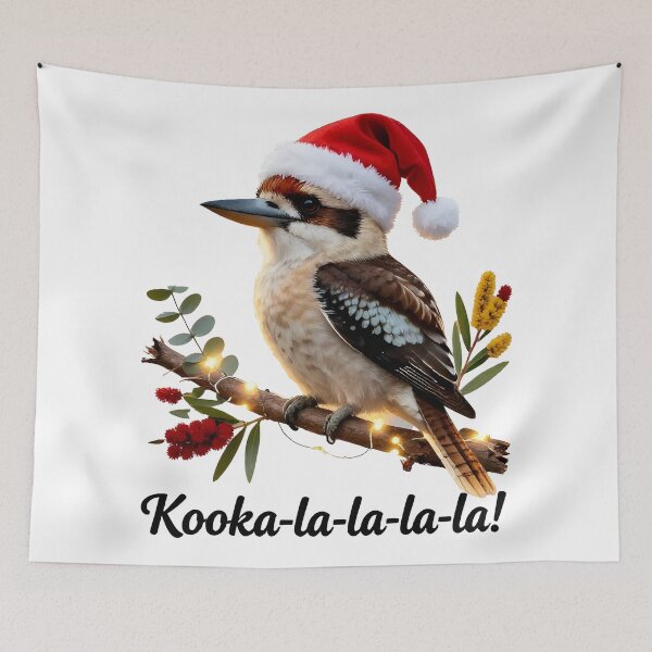Item preview, xmas kookaburra Festive Christmas Kookaburra on Eucalyptus Branch – Kooka-la-la-la-la designed and sold by Uglyandcute.