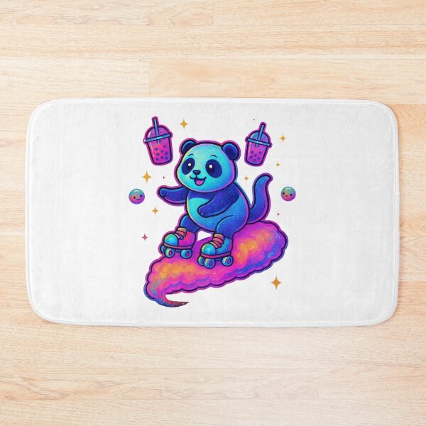 Item preview, Neon Roller Skating Panda on Cosmic Cloud – Cute Kawaii Glow Sticker designed and sold by Cloud9 Stickers.