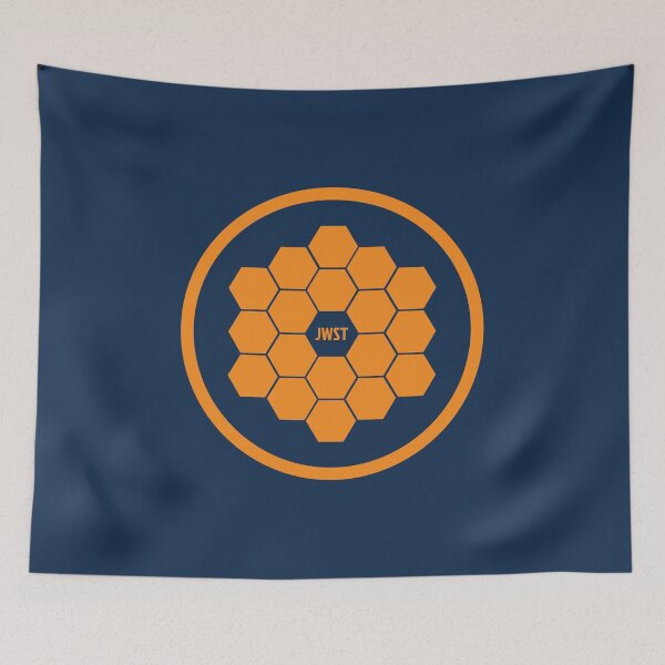 Item preview, JWST Hexagonal Mirror Orange Circle Astronomy Art designed and sold by KiwiRider.