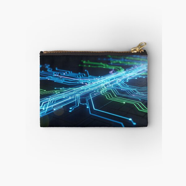 Item preview, Bright neon blue and green lines depicting digital information flow across a dark designed and sold by homydesign.