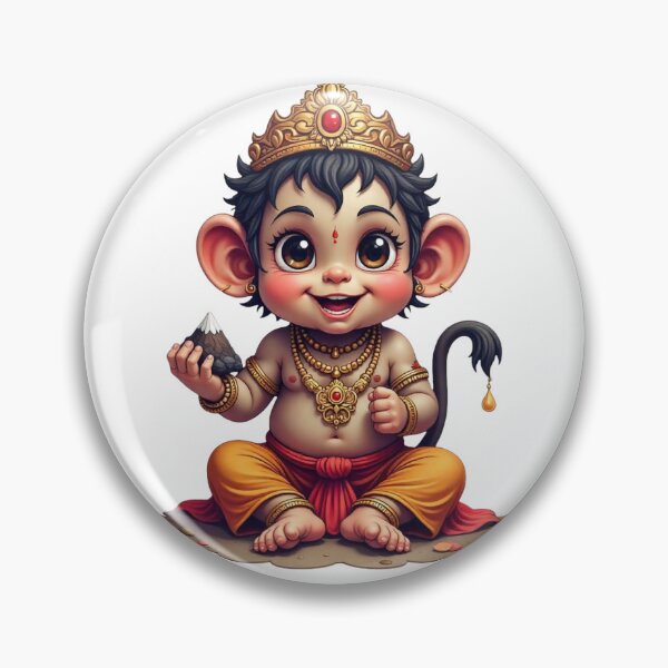 Item preview, Cute Baby Hanuman Holding Mountain  designed and sold by PranaProjectDesigns.