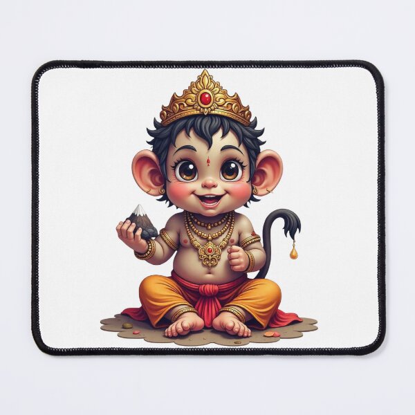 Item preview, Cute Baby Hanuman Holding Mountain  designed and sold by PranaProjectDesigns.