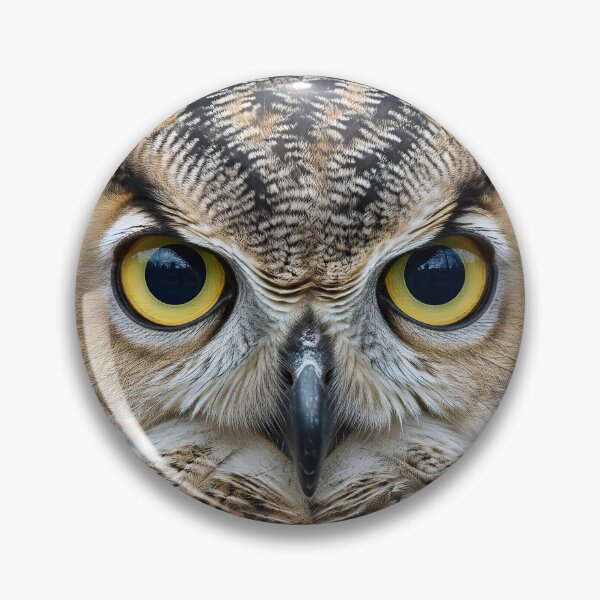 Item preview, A majestic owl with striking yellow eyes gazes directly forward, its patterned feathers detailed with precision and natural beauty designed and sold by homydesign.