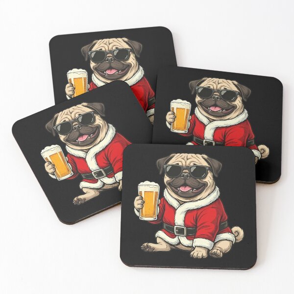 Item preview, Cool Pug Santa Sunglasses Beer Christmas Party designed and sold by k3rstman1.