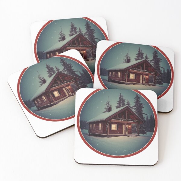 Item preview, Cozy Cabin in Snow T-Shirt | Winter Night Lodge Circle Design designed and sold by YASboutik.