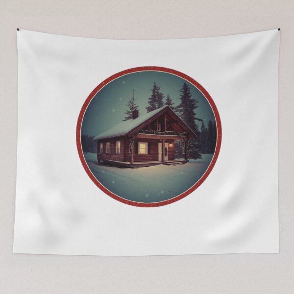 Item preview, Cozy Cabin in Snow T-Shirt | Winter Night Lodge Circle Design designed and sold by YASboutik.