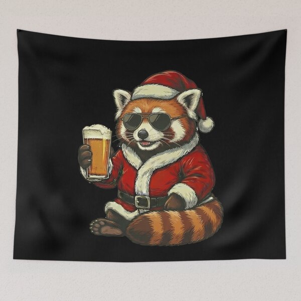 Item preview, Cool Red Panda Santa Beer Holiday Celebration designed and sold by k3rstman1.