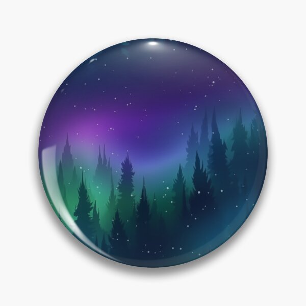 Item preview, Purple Aurora Borealis Forest Scene Northern Lights Over Pine Trees Winter Night Sky designed and sold by meganohm.