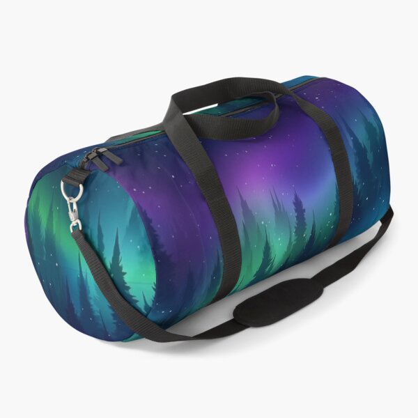 Item preview, Purple Aurora Borealis Forest Scene Northern Lights Over Pine Trees Winter Night Sky designed and sold by meganohm.