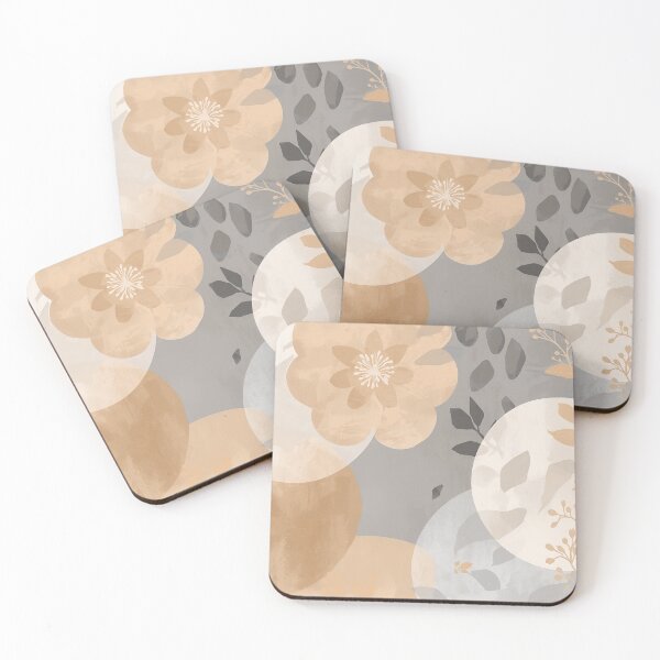 Item preview, Floral pattern with circles, color harmony beige light grey designed and sold by angel-cat-22.