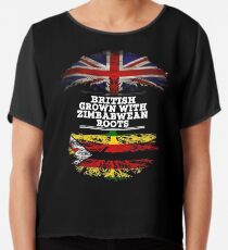 Briten gewachsen mit simbabwischem Wurzel-Geschenk für Simbabwe von Simbabwe - Simbabwe-Flagge in den Wurzeln Chiffontop