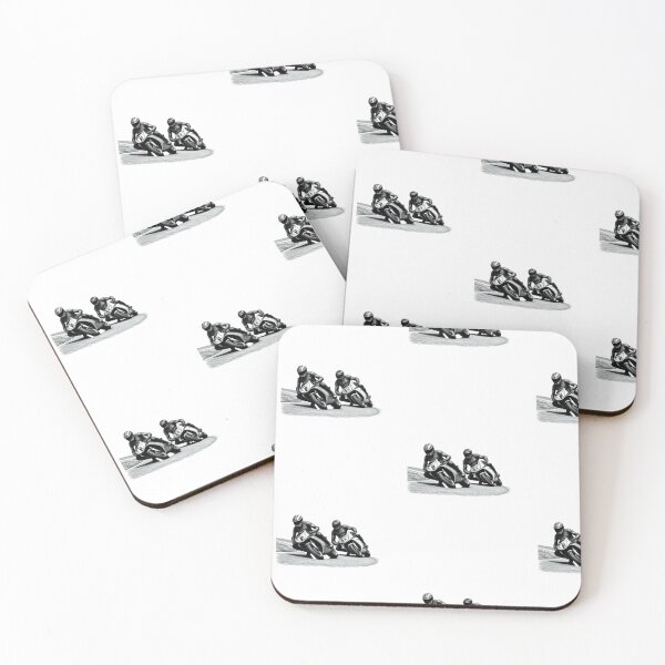 Item preview, Two motorbike riders turning in a race curve_17_side view designed and sold by Aariq.