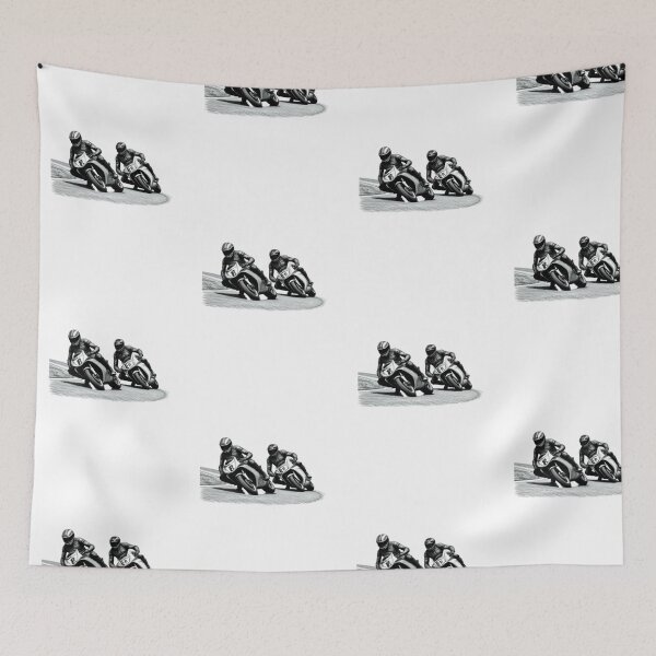 Item preview, Two motorbike riders turning in a race curve_17_side view designed and sold by Aariq.