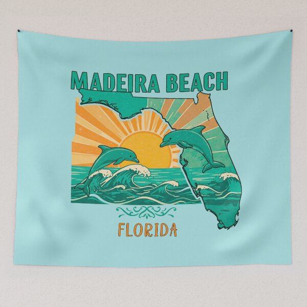 Item preview, Madeira Beach Florida Retro Dolphin Art - Sunset & Waves Design designed and sold by Mandeville Photography.