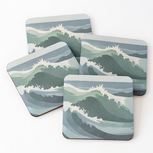 Item preview, Blue Green Ocean Waves Seascape Canvas Painting  designed and sold by TackyTime.