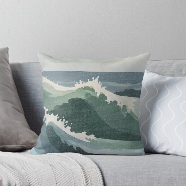 Aperçu de l'œuvre Peinture sur toile représentant des vagues bleues et vertes de l'océan, paysage marin créée et vendue par TackyTime.
