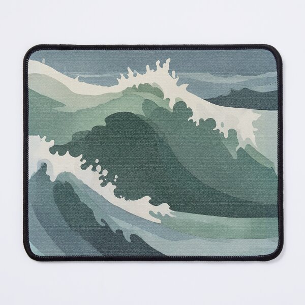 Item preview, Blue Green Ocean Waves Seascape Canvas Painting  designed and sold by TackyTime.