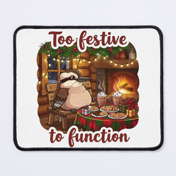 Item preview, xmas kookaburra Cosy Christmas Kookaburra With Cocoa – Too Festive to Function designed and sold by Uglyandcute.