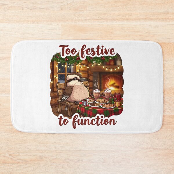 Item preview, xmas kookaburra Cosy Christmas Kookaburra With Cocoa – Too Festive to Function designed and sold by Uglyandcute.