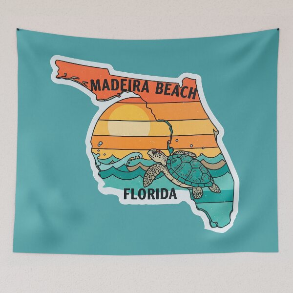 Item preview, Retro Madeira Beach Florida Art - Turtle & Sunset Design | Vintage Coastal Graphic designed and sold by Mandeville Photography.
