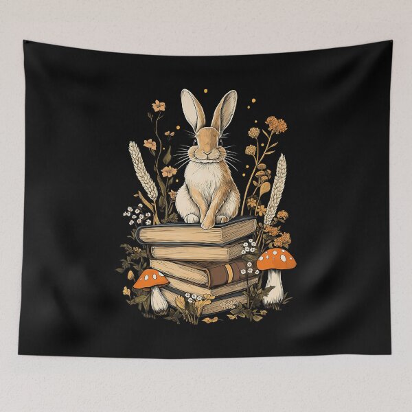 Item preview, Cottagecore Aesthetic Rabbit Reading Book Lover Women Art designed and sold by EileenDeana.