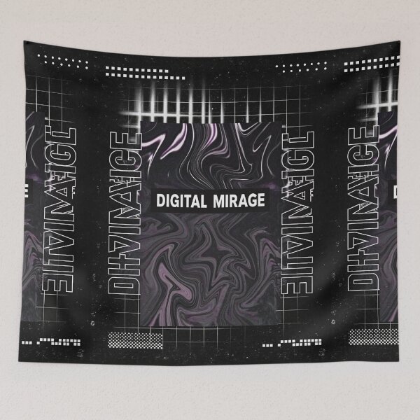 Item preview, DIGITAL MIRAGE: Neon Reflections in Fluid Waves designed and sold by Raw-Ink.