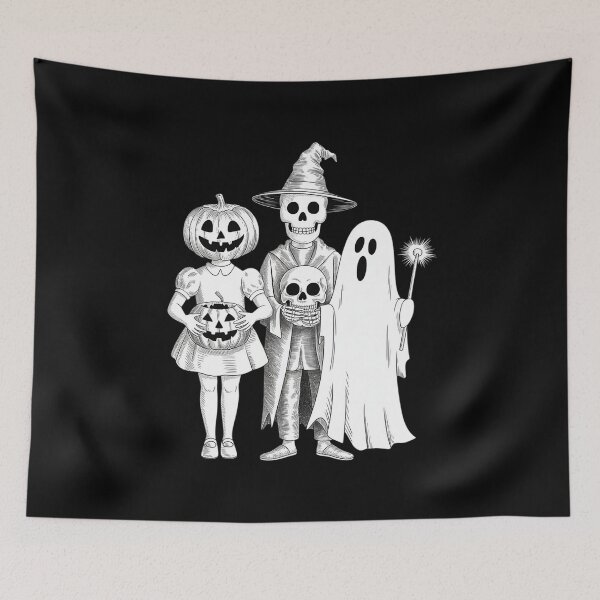 Item preview, Halloween Pumpkin Skeleton Ghost Trio designed and sold by Rotasiin.