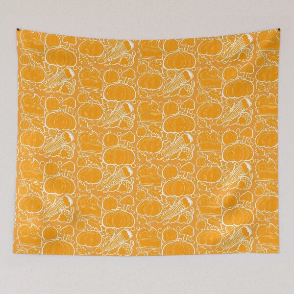 Item preview, Thanksgiving Bliss with orange background  designed and sold by missmann.