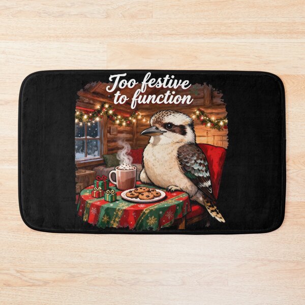 Item preview, xmas kookaburra Cosy Christmas Kookaburra With Cocoa – Too Festive to Function designed and sold by Uglyandcute.