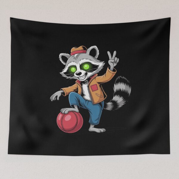Item preview, Halloween Raccoon Dabbing Dodge Ball Player Dodgeball designed and sold by LinlinsDemons.