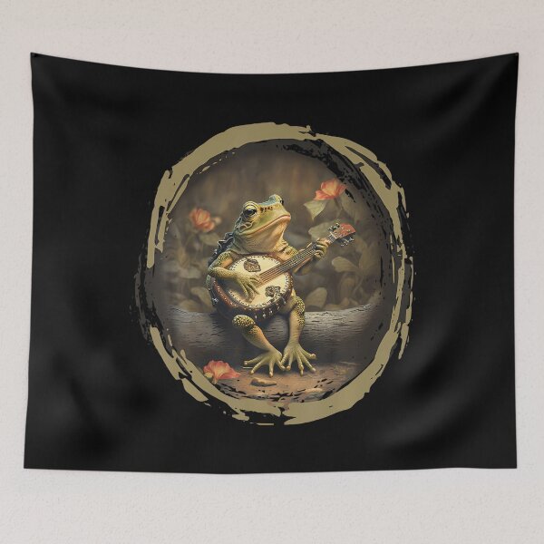Item preview, Cottagecore Aesthetic Frog Playing Banjo On Mushroom designed and sold by JaimeTrudie.