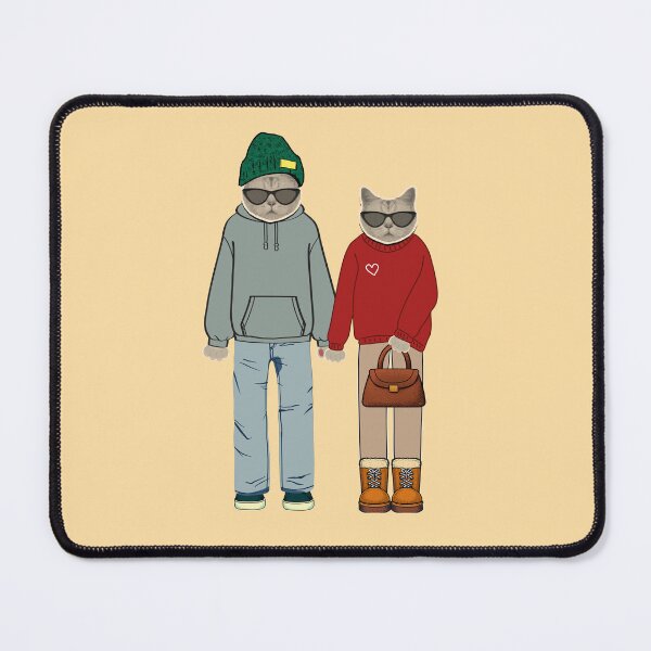 Artikelvorschau, Lispel-Katzenpaar im Retro-Stil der Mitte des 20. Jahrhunderts – Cooles Katzen-Duo entworfen und verkauft von Lispe-Designs.