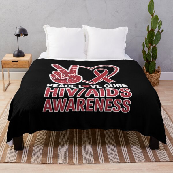 Item preview, Peace Love Cure World Aids Day HIVAIDS Awareness Men Women designed and sold by catsdothingz.