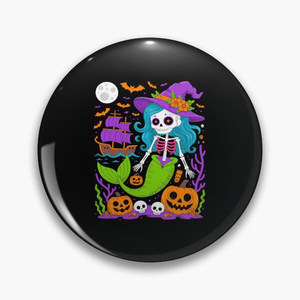 Item preview, Halloween Skeleton Mermaid With Witch Hat Enchantment designed and sold by LinlinsDemons.