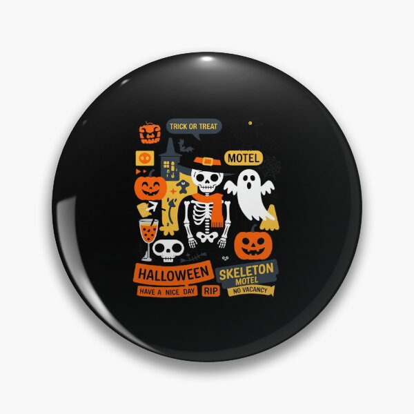 Item preview, Halloween Skeleton Motel Pumpkin Ghost Trick Or Treat designed and sold by LinlinsDemons.