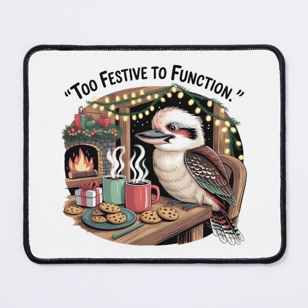 Item preview, xmas kookaburra Cosy Christmas Kookaburra With Cocoa – Too Festive to Function designed and sold by Uglyandcute.