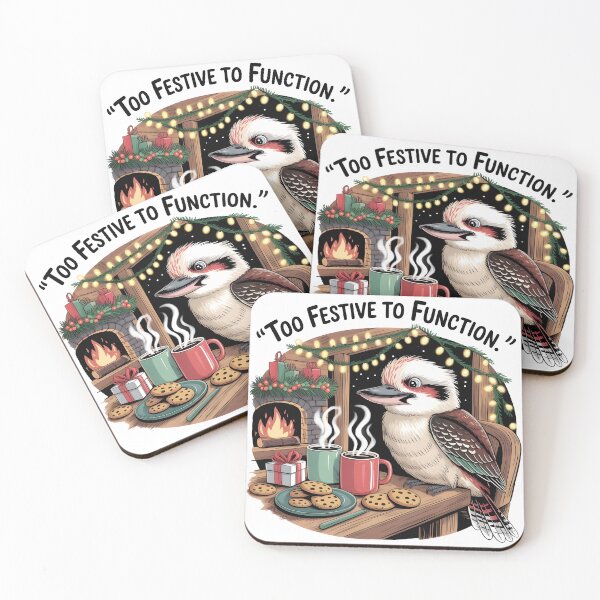 Item preview, xmas kookaburra Cosy Christmas Kookaburra With Cocoa – Too Festive to Function designed and sold by Uglyandcute.