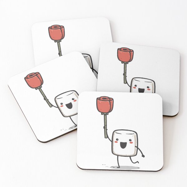Item preview, Cute marshmallow mascot holding red rose happy Valentine love kawaii cartoon sticker illustration designed and sold by Mimoshi ⭐⭐⭐⭐⭐.