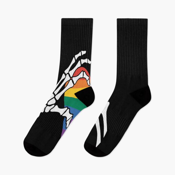 Item preview, Skeleton Heart Gay LGBTQ Rainbow Pride Skull Hand designed and sold by catsdothingz.