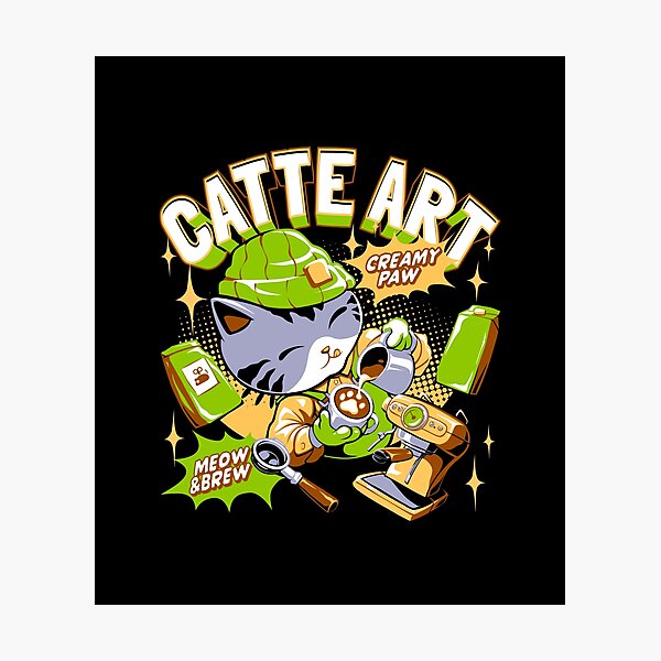 Item preview, Catte Art – Cute Barista Cat Making Latte Art designed and sold by Pupung oktavian.