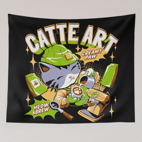 Item preview, Catte Art – Cute Barista Cat Making Latte Art designed and sold by Pupung oktavian.