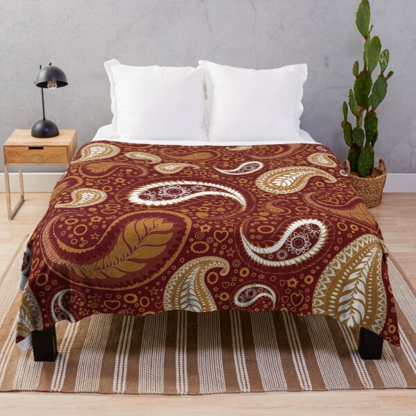 Item preview, A striking red Paisley pattern featuring elegant ornamental curves and classic vintage charm. designed and sold by Line-Aura.