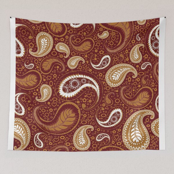 Item preview, A striking red Paisley pattern featuring elegant ornamental curves and classic vintage charm. designed and sold by Line-Aura.