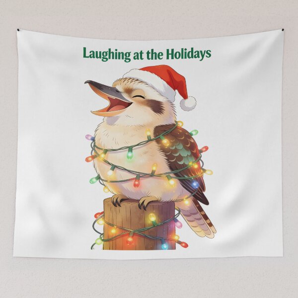 Item preview, xmas kookaburra Funny Christmas Kookaburra Tangled in Lights – Laughing Holiday Bird Art designed and sold by Uglyandcute.