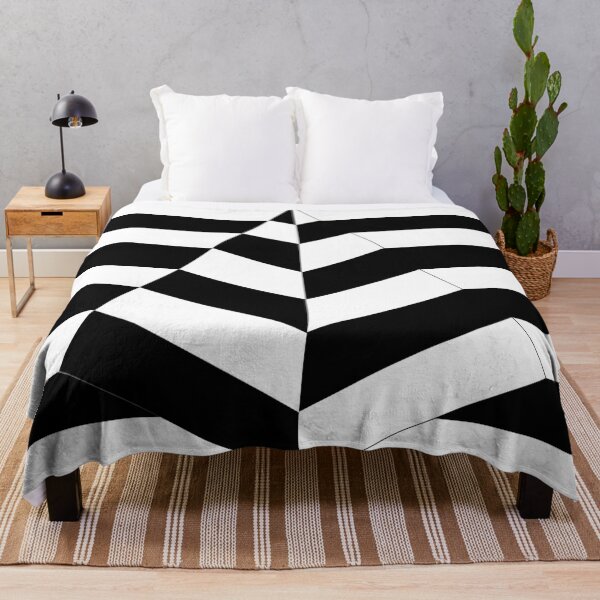 Item preview, Black and White Optical Illusion Art - Geometric Zigzag Chevron Pattern with 3D Depth and Visual Contrast designed and sold by AnTartstudios.