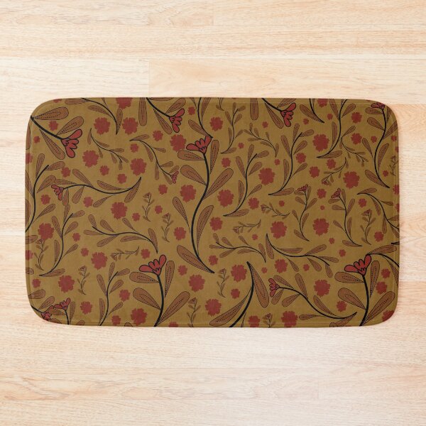 Item preview, Boho floral pattern in warm brown red  tones designed and sold by Line-Aura.