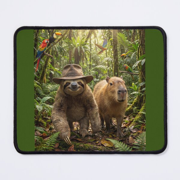Item preview, Sloth and Capybara on a Jungle Expedition designed and sold by Tridentulus.