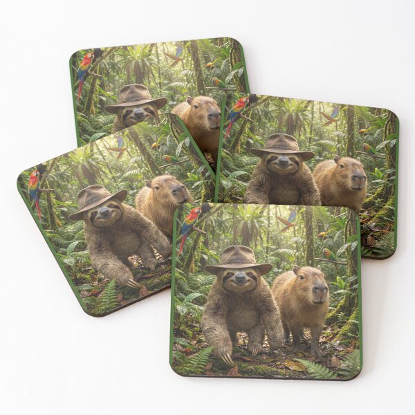 Item preview, Sloth and Capybara on a Jungle Expedition designed and sold by Tridentulus.